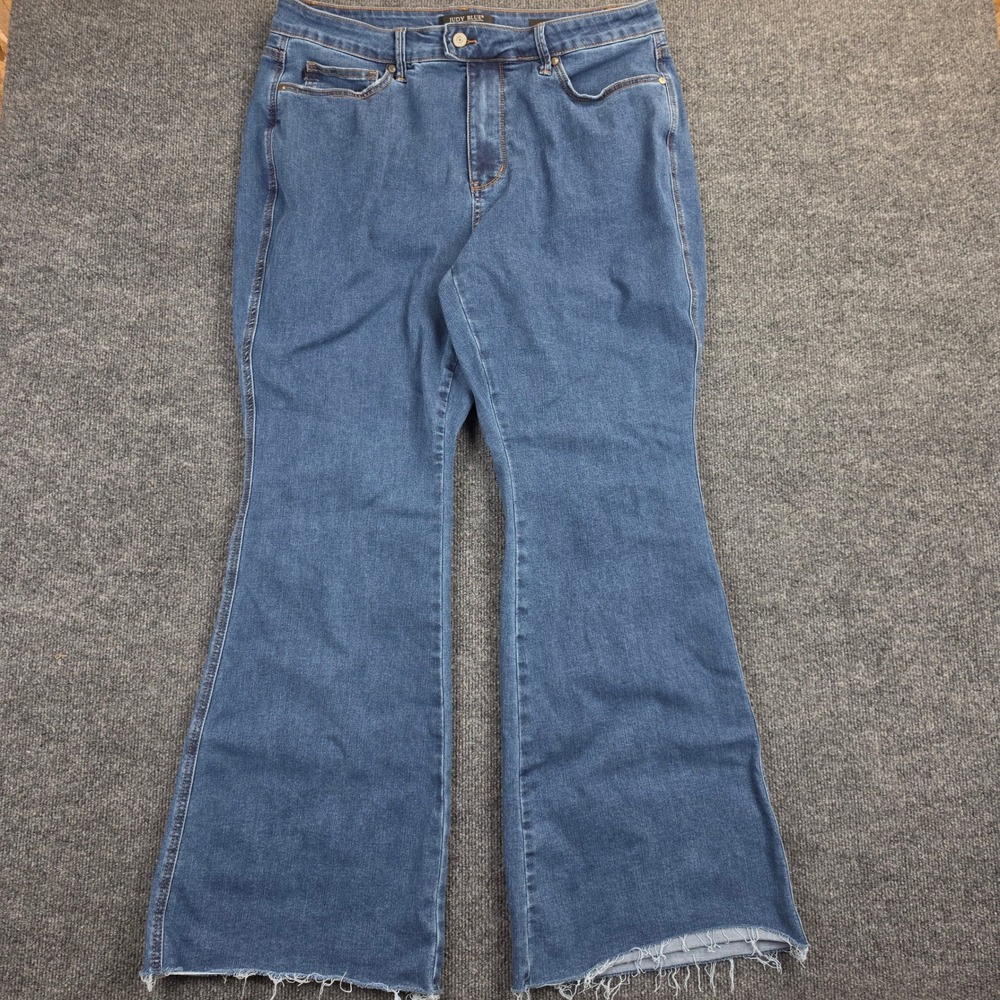 Judy Blue Flare Jeans Women's 18W Blue High Rise Raw Hem JB88611 Stretch Denim